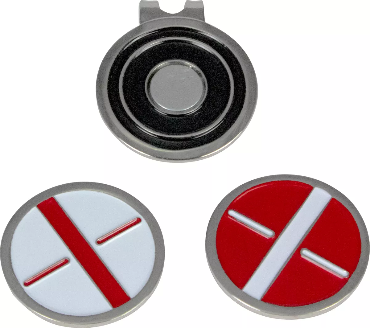 Maxfli Metal Ball Marker And Hat Clip Set -Golfworks Shop MX164 2 Metal Ball Markers with Hat Clip markers